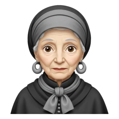 orthodox jewish woman with kerchief tied by neck circa. 1890 make into greyscale elderly sticker
