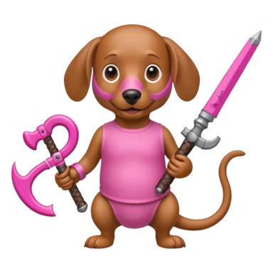 Weiner dog with pink Monkey first weapons sticker