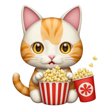 cat eating popcorn sticker