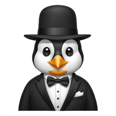 Penguin wearing a suit with a big hat  sticker