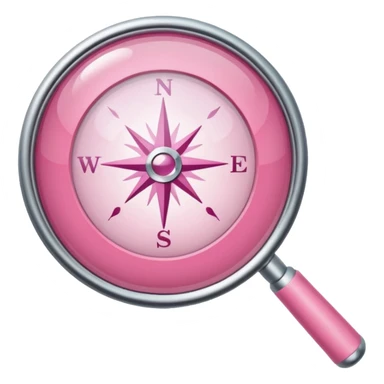 mix light pink dark pink and white girly internet compass logo with a small magnifying glass at the bottom sticker