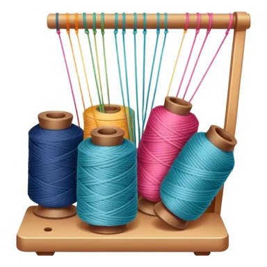 Weaving icon, spools of yarn, fabric swatches, sewing patterns, and finished clothes, minimalistic style, clean lines, transparent background. sticker