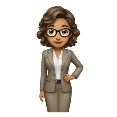 Arquitecto mujer con piel blanca, cabello rizado café vestida con un traje sastre contemporáneo y moderno color beige y mocasines contemporáneos  sticker