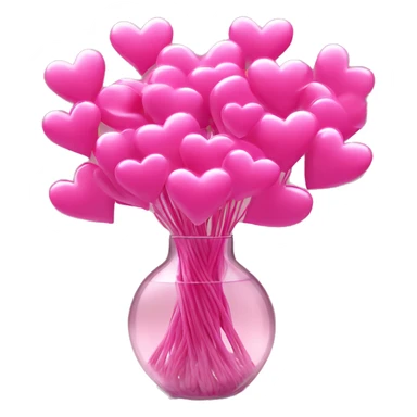 10000000 huge pink hearts on stems in a clear glass vase sticker