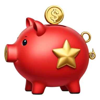 red golden piggybank sticker