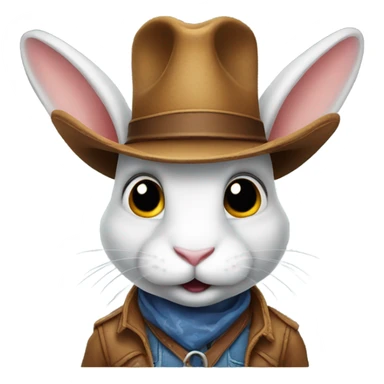 Rabbit wearing a cowboy hat sticker
