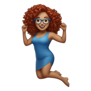 a-curvy-girl-with-dark-red-curly-hair-and-blue-glasses dancing sticker