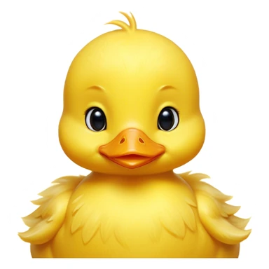 Cinematic Noble Yellow Baby Duck Portrait Emoji, Poised and regal, with a tiny, delicate build and a vibrant, well-groomed bright yellow downy coat, deep-set soulful bright eyes, Simplified yet sharp and sophisticated features, highly detailed, glowing with a soft, dignified glow, high shine, intelligent and charming, stylized with an air of youthful elegance, focused and attentive, soft glowing outline, capturing the essence of a watchful and confident little duckling, so majestic it feels as though it could peep out of the screen with effortless authority! sticker