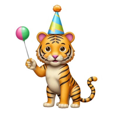 Party Tiger with a party hat and a party popper full body sticker
