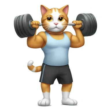 cat lifting weights sticker
