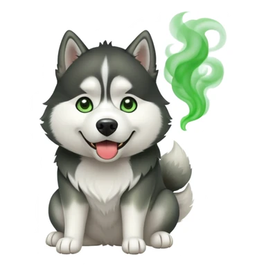 Black and white Husky farting green smoke sticker
