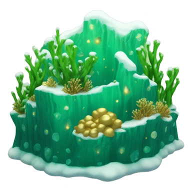 Green reef with gold decoration and snow sticker