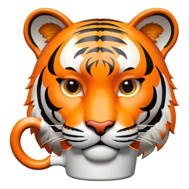tiger face holding coffee mug for Twitch emote sticker