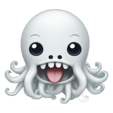 cute white kraken with cute face crying sticker