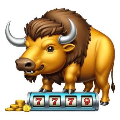 Angry buffalo slot machine taking money sticker