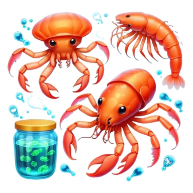 Neon glowing jelly-prawn-crab-squid  sticker