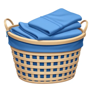white LAUNDRY BASKET WITH FOLDED blue CLOTHES sticker