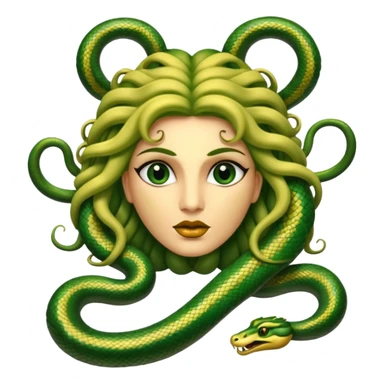 The Sicilian Medusa in gold and green and make the snake hair have snake faces  sticker