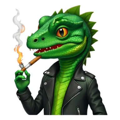 Lizard in a black jacket smoking a blunt sticker