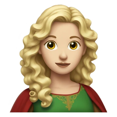 woman with wavy blonde hair, green eyes and red medieval dress  sticker