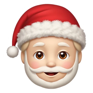 A small smiling face wearing a red Santa hat with a pompom, rosy cheeks and twinkling eyes, conveying a warm, festive vibe. It should be a trolling smile. sticker