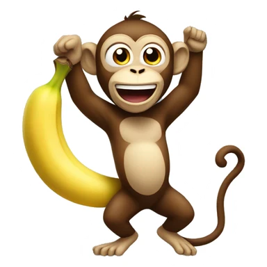 Monkey excited about his banana sticker