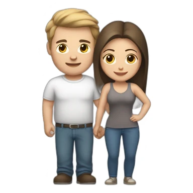 white brun man and brunette woman with a fat gray cat in their arms sticker