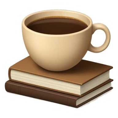 beige cup of coffee on top of a small stack of brown and beige books sticker