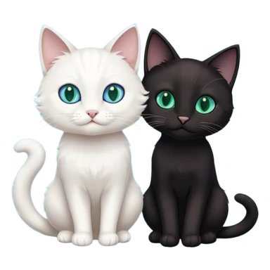 Black cat play with white cat sticker