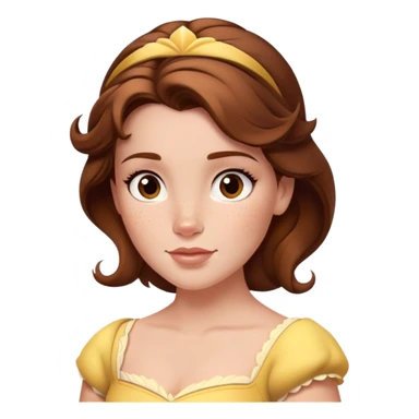 Disney Princess Belle from Beauty and the Beast with brown hair and face with freckles sticker