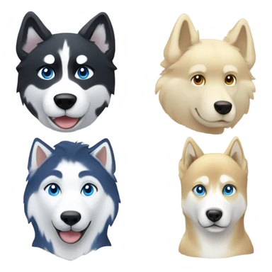 Two boy : Black hair Pale skin boy, blond hair pale skin boy and a one golden Husky with blue eyes sticker