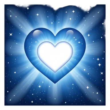 Small white heart radiating blue white light within a big cosmic galaxy heart sticker