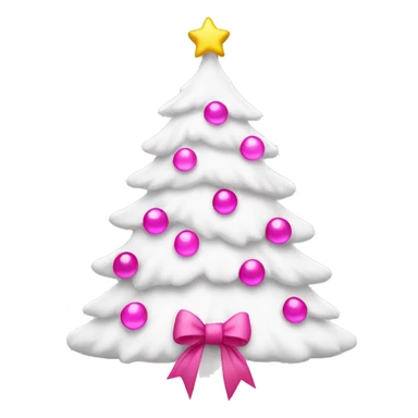 White Christmas tree with pink bow on top with pink lights sticker