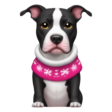 Black and white pitbull with pink Christmas sweater sticker