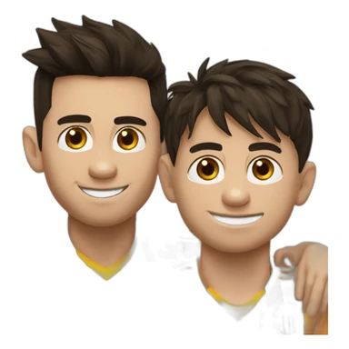 Messi wearing FC Miami football shirt and Cristiano Ronaldo wearing Al-Nassr football shirt in style of sorolla sticker