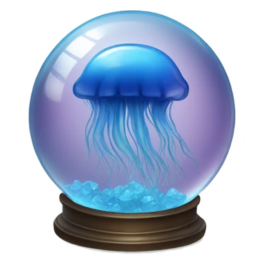 A blue jellyfish in a crystal ball sticker