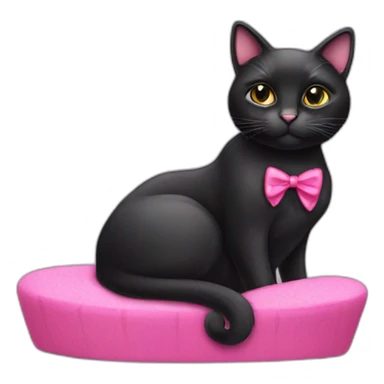 Black cat with pink coquette  sticker