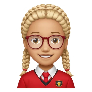 red uniform wearing scout kid with braids and glassess sticker