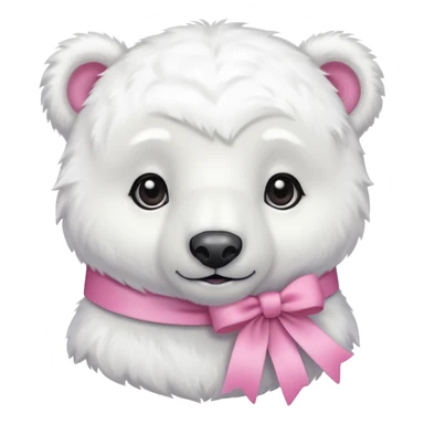 baby white polar bear with pink ribbon sticker