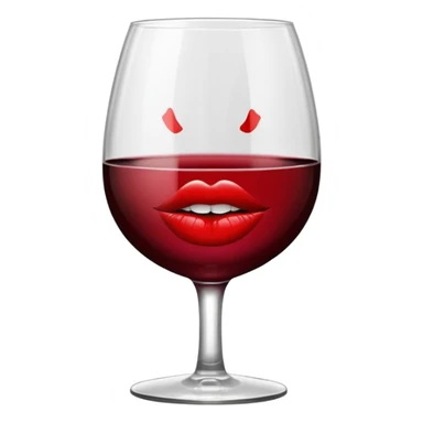 wine glass half full of red wine with a lipstick kiss print on the rim sticker