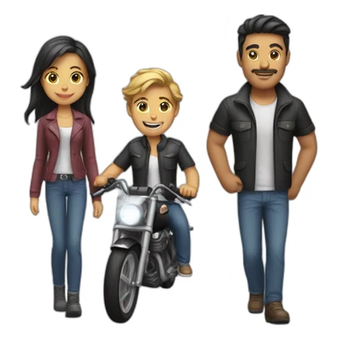Motorcicle with a Man and girls sticker