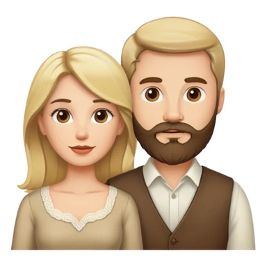 Blonde husband with beard and brunette wife sticker