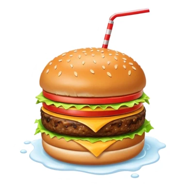 a burger and a drink next to it sticker