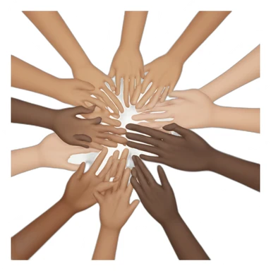 circle of multi racial hands on each other sticker