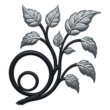 Black and silver filigree vine design, 3D, extremely detailed design sticker