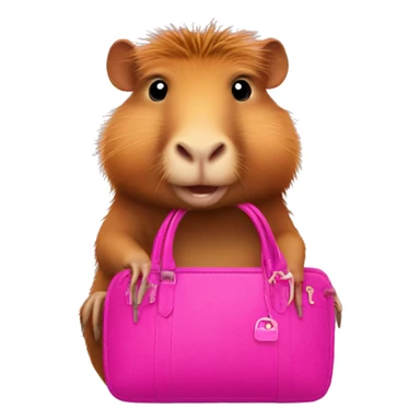 Hot pink capybara with a designer bag sticker