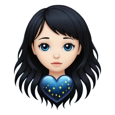 emo heart with night sky and falling locks sticker