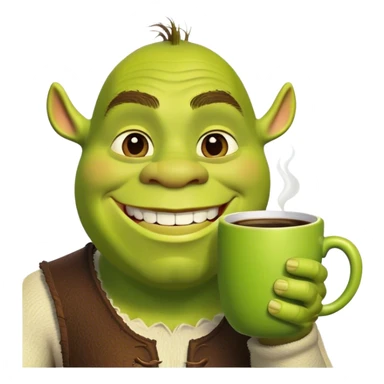 Shrek holding coffee sticker