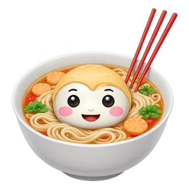 kawaii ramen with cute eyes and smile and 2 chopsticks like its a sticker sticker