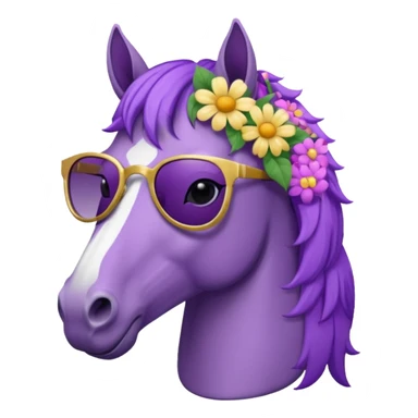 Purple horse wearing sunglasses and flowers on hair
 sticker